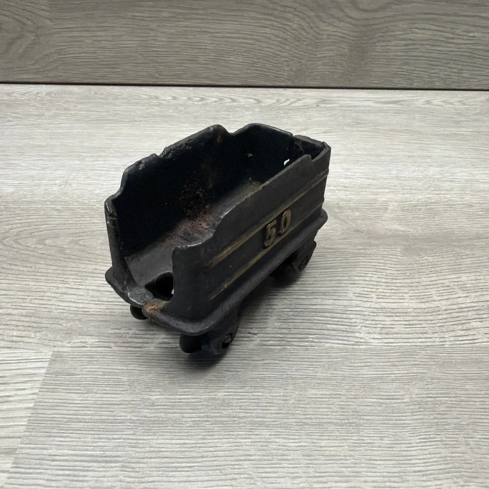 Cast-Iron Toy Train Steam Locomotive Engine & Tender Coal Train Car #50‎ Vintage